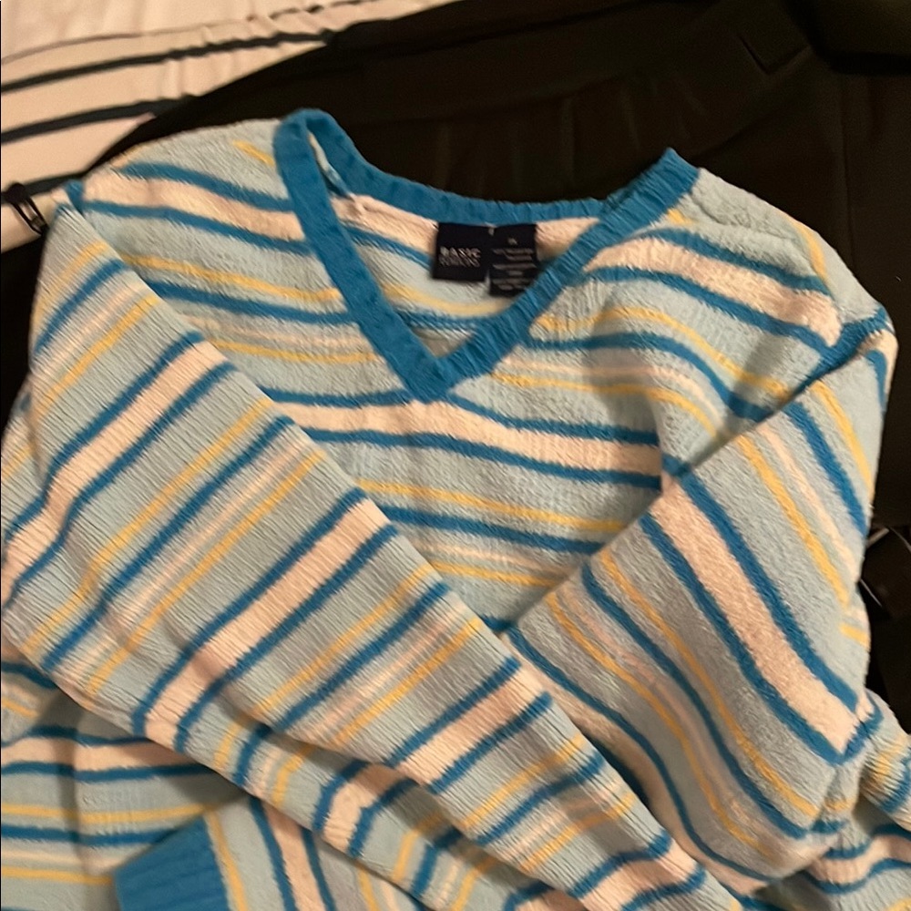Basic Editions Striped Sweater - Blue and Yellow